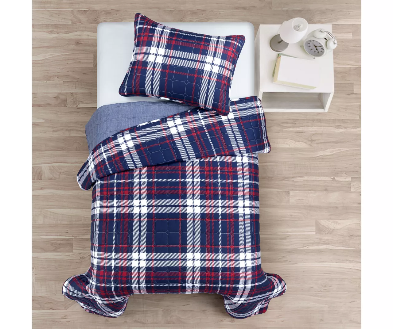 Lush Decor Grayson Farmhouse Navy & Red Plaid Reversible Quilt Set 3 Lush Decor Grayson Farmhouse Navy & Red Plaid Reversible Quilt Set - Image 3