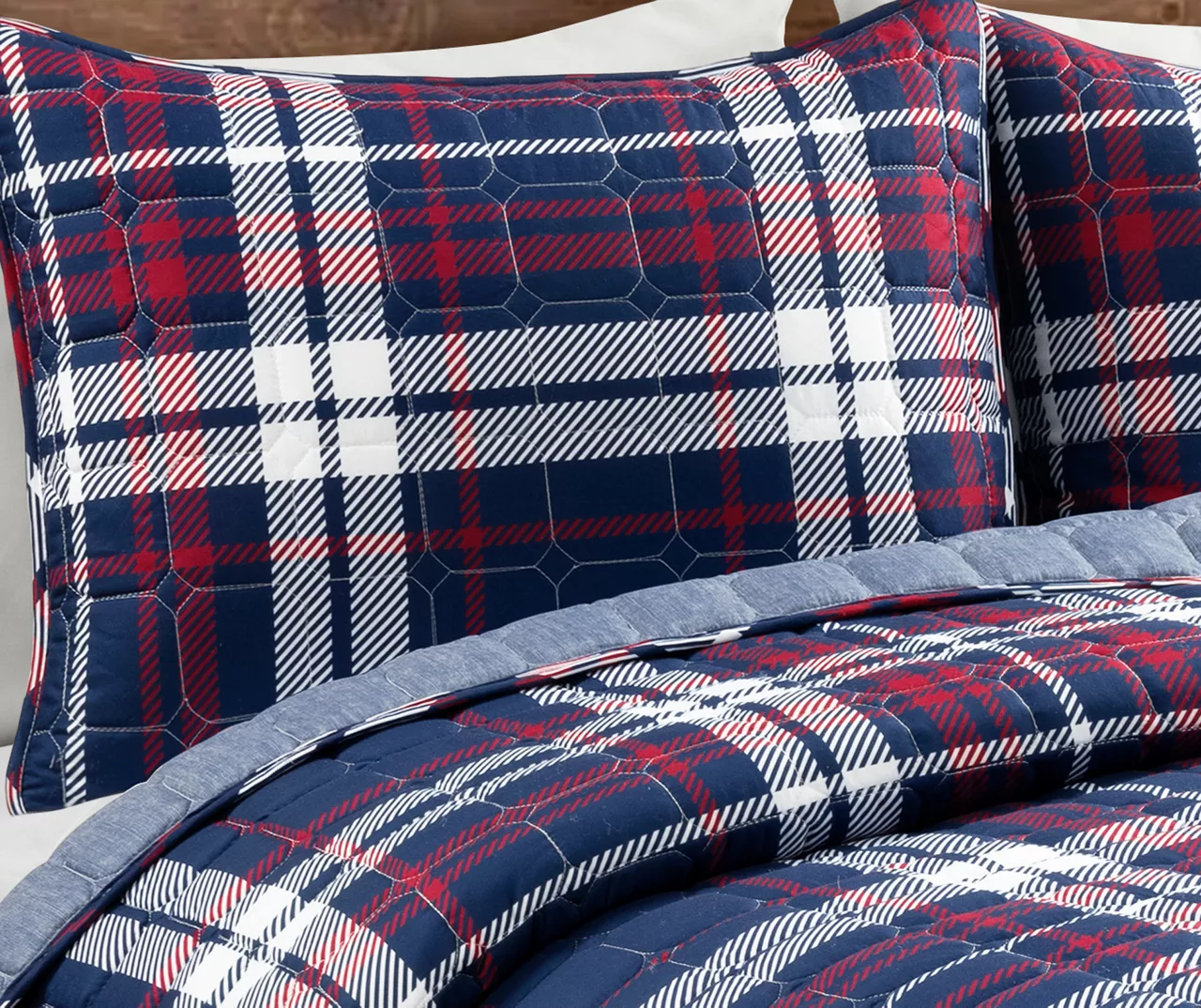 Lush Decor Grayson Farmhouse Navy & Red Plaid Reversible Quilt Set 11 Lush Decor Grayson Farmhouse Navy & Red Plaid Reversible Quilt Set - Image 11