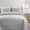 Hygge Light Gray & White Geometric Reversible Full/Queen 3-Piece Quilt Set