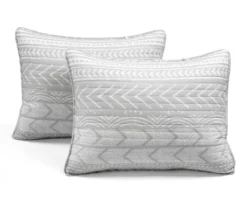 Hygge Light Gray & White Geometric Reversible Full/Queen 3-Piece Quilt Set -Home Decor Store 810595988 5