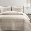 Hygge Beige & Wheat Geometric Reversible Full/Queen 3-Piece Quilt Set