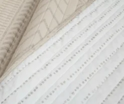 Hygge Beige & Wheat Geometric Reversible Full/Queen 3-Piece Quilt Set -Home Decor Store 810595992 3