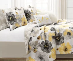 Lush Decor Leah Yellow & Gray Floral Reversible Quilt Set -Home Decor Store 810595998 1