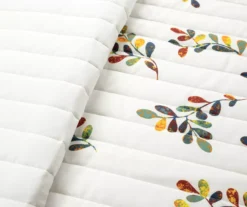 White & Multi-Color Boho Leaf Reversible Full/Queen 3-Piece Quilt Set -Home Decor Store 810596012 4