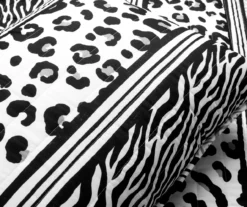 Lush Decor Black & White Animal Print Pattern Block Reversible Quilt Set -Home Decor Store 810596030 4