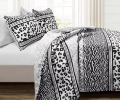 Lush Decor Black & White Animal Print Pattern Block Reversible Quilt Set -Home Decor Store 810596031 1