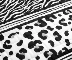 Lush Decor Black & White Animal Print Pattern Block Reversible Quilt Set -Home Decor Store 810596031 2