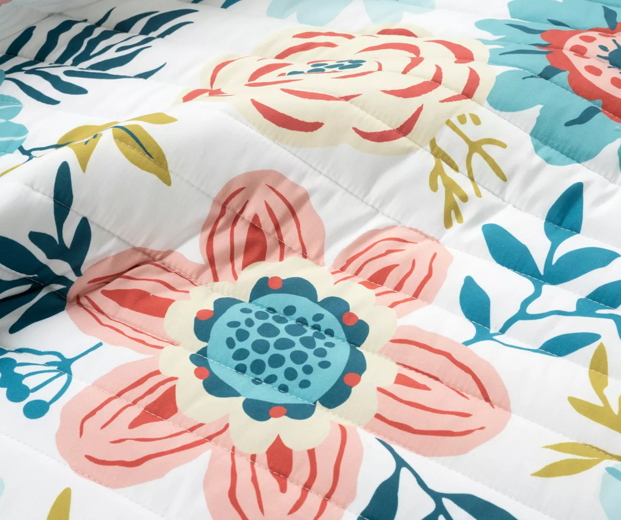 Lush Decor Ari Blue & Dusty Pink Flower Reversible Quilt Set 10 Lush Decor Ari Blue & Dusty Pink Flower Reversible Quilt Set - Image 10