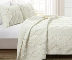 Lush Decor Avon Ivory Ruffled Helix Pattern Quilt Set -Home Decor Store 810596038 1