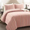 Lush Decor Rust, Yellow & Blue Stripe Quilted Coverlet Set