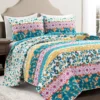 Lush Decor Emily Turquoise & Orange Boho Stripe Reversible Quilt Set