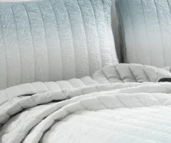 Blue & Gray Crinkle Ombre Full/Queen 3-Piece Quilt Set -Home Decor Store 810596077 2