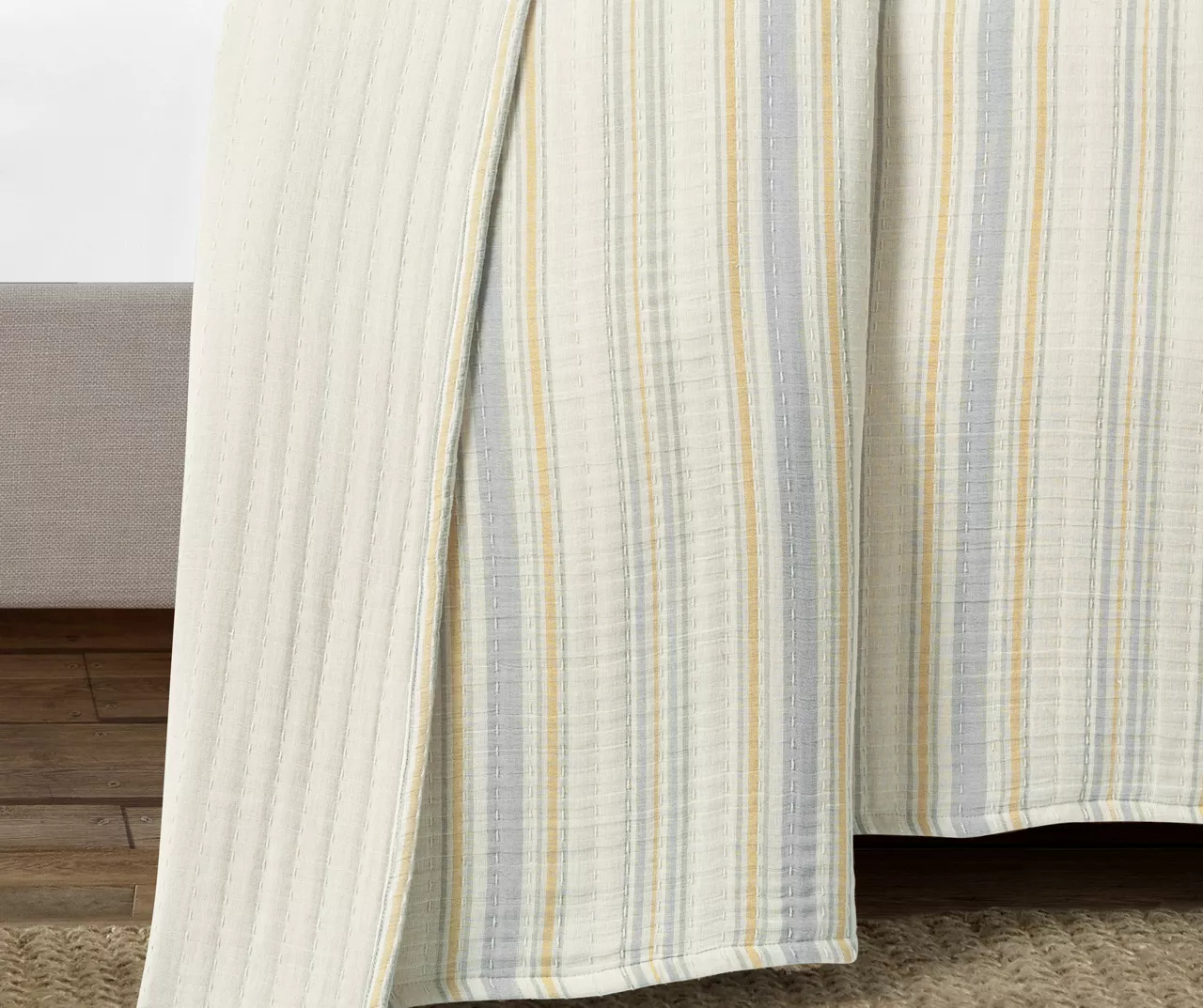 Lush Decor Solange Yellow & Gray Stripe Cotton Quilted Coverlet Set 11 Lush Decor Solange Yellow & Gray Stripe Cotton Quilted Coverlet Set - Image 11