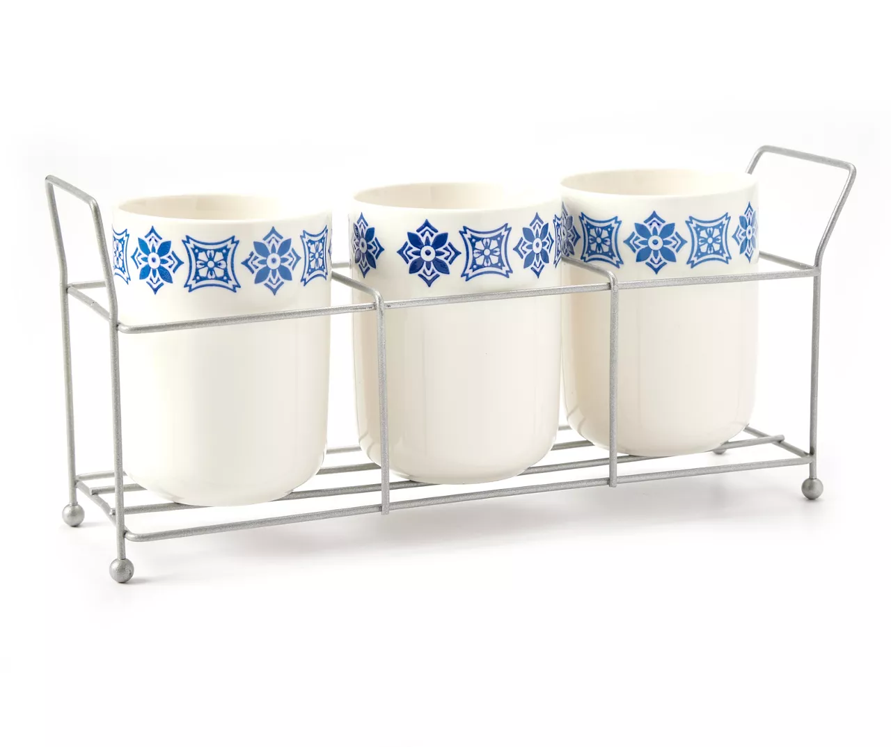 White & Blue Geometric Flatware Caddy Set 2 White & Blue Geometric Flatware Caddy Set - Image 2