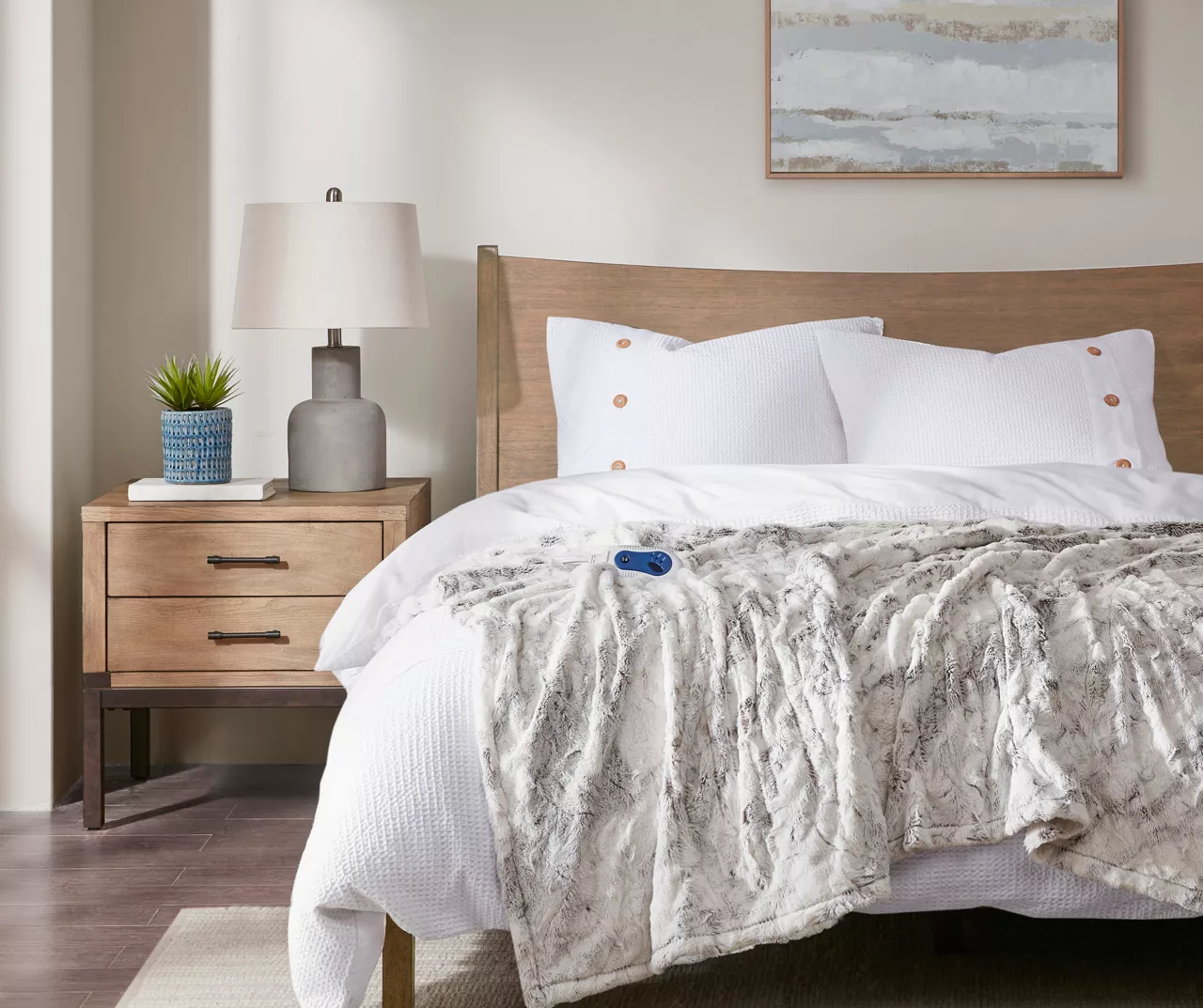 Marselle Marble Faux Fur Heated Throw, (50" X 70") 1 Marselle Marble Faux Fur Heated Throw, (50" X 70")