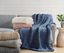 Chunky Double-Knit Handmade Throw, (50" X 60") 29 Chunky Double-Knit Handmade Throw, (50" X 60") -Home Decor Store 810598135 6