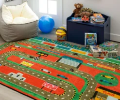 Red & Green Race Track Play Area Rug, (5' X 8') -Home Decor Store 810599731 A0 4