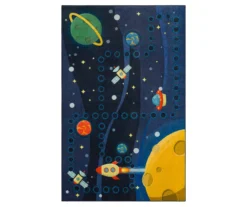 Navy & Yellow Space Rocket Play Area Rug, (8' X 10')