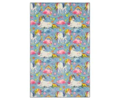 Unicorn Wish Blue Multi-Color Area Rug, (3' 4" X 5')