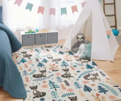 Mohawk Cream & Multi-Color Woodland Raccoon Area Rug -Home Decor Store 810599845 A0 3