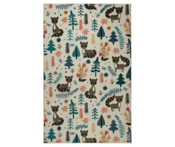 Mohawk Cream & Multi-Color Woodland Raccoon Area Rug -Home Decor Store 810599846 A0 1