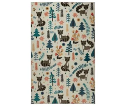 Mohawk Cream & Multi-Color Woodland Raccoon Area Rug