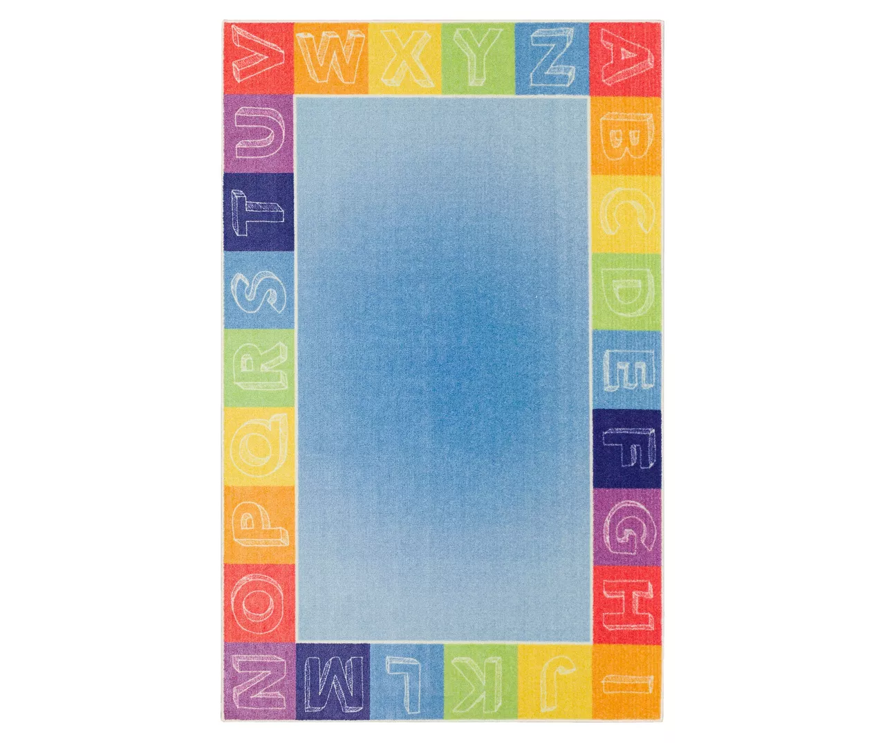 Blue & Rainbow Alphabet Border Area Rug, (5' X 8') 1 Blue & Rainbow Alphabet Border Area Rug, (5' X 8')