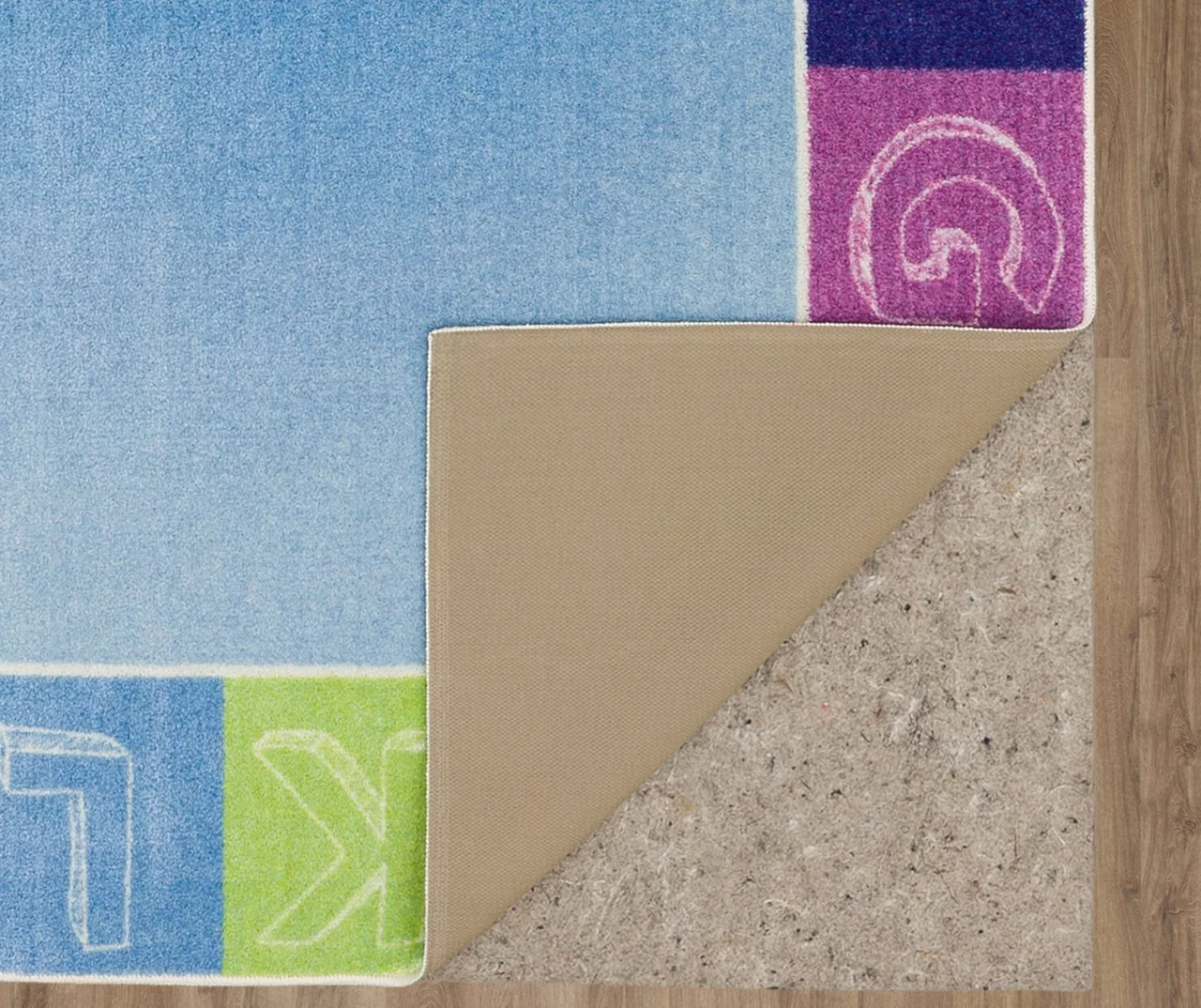 Blue & Rainbow Alphabet Border Area Rug, (5' X 8') 3 Blue & Rainbow Alphabet Border Area Rug, (5' X 8') - Image 3