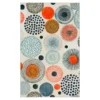 White, Orange & Blue Patterned Circles Area Rug, (5' X 8')