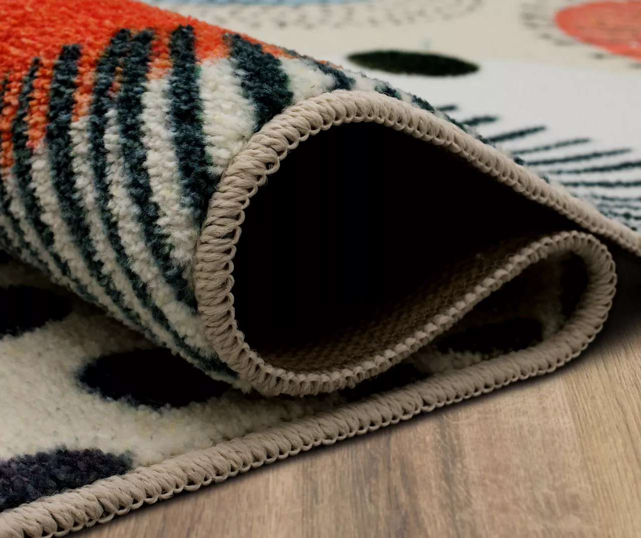 White, Orange & Blue Patterned Circles Area Rug, (8' X 10') 6 White, Orange & Blue Patterned Circles Area Rug, (8' X 10') - Image 6