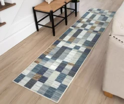 Avenue Blue & White Line Blocks Area Rug, (2' X 8') -Home Decor Store 810600288 A0 3