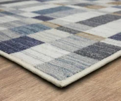 Avenue Blue & White Line Blocks Area Rug, (2' X 8') -Home Decor Store 810600288 A8 1