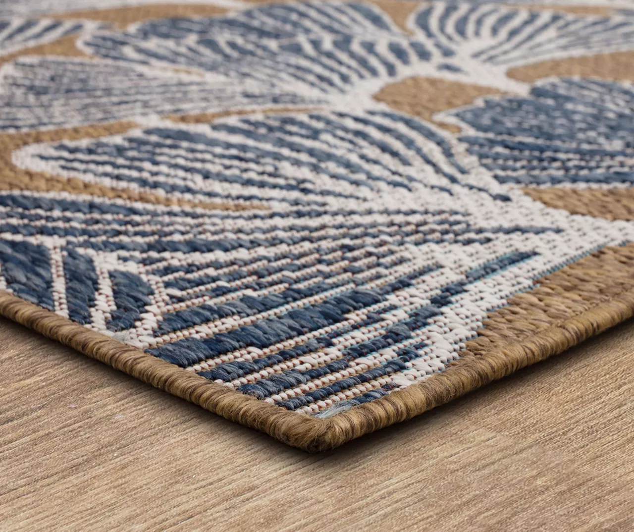 Treasured Garden Navy & Brown Botanical Outdoor Area Rug, (2.5' X 6') 2 Treasured Garden Navy & Brown Botanical Outdoor Area Rug, (2.5' X 6') - Image 2