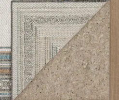 Panama Light Gray & Turquoise Geo-Bordered Outdoor Area Rug, (2.5' X 6') -Home Decor Store 810600370 A8 2