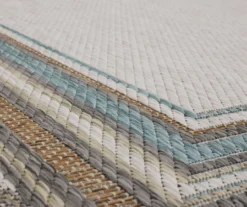 Panama Light Gray & Turquoise Geo-Bordered Outdoor Area Rug, (2.5' X 6') -Home Decor Store 810600370 A8 3