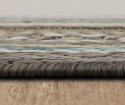 Panama Light Gray & Turquoise Geo-Bordered Outdoor Area Rug, (2.5' X 6') -Home Decor Store 810600370 A8 4
