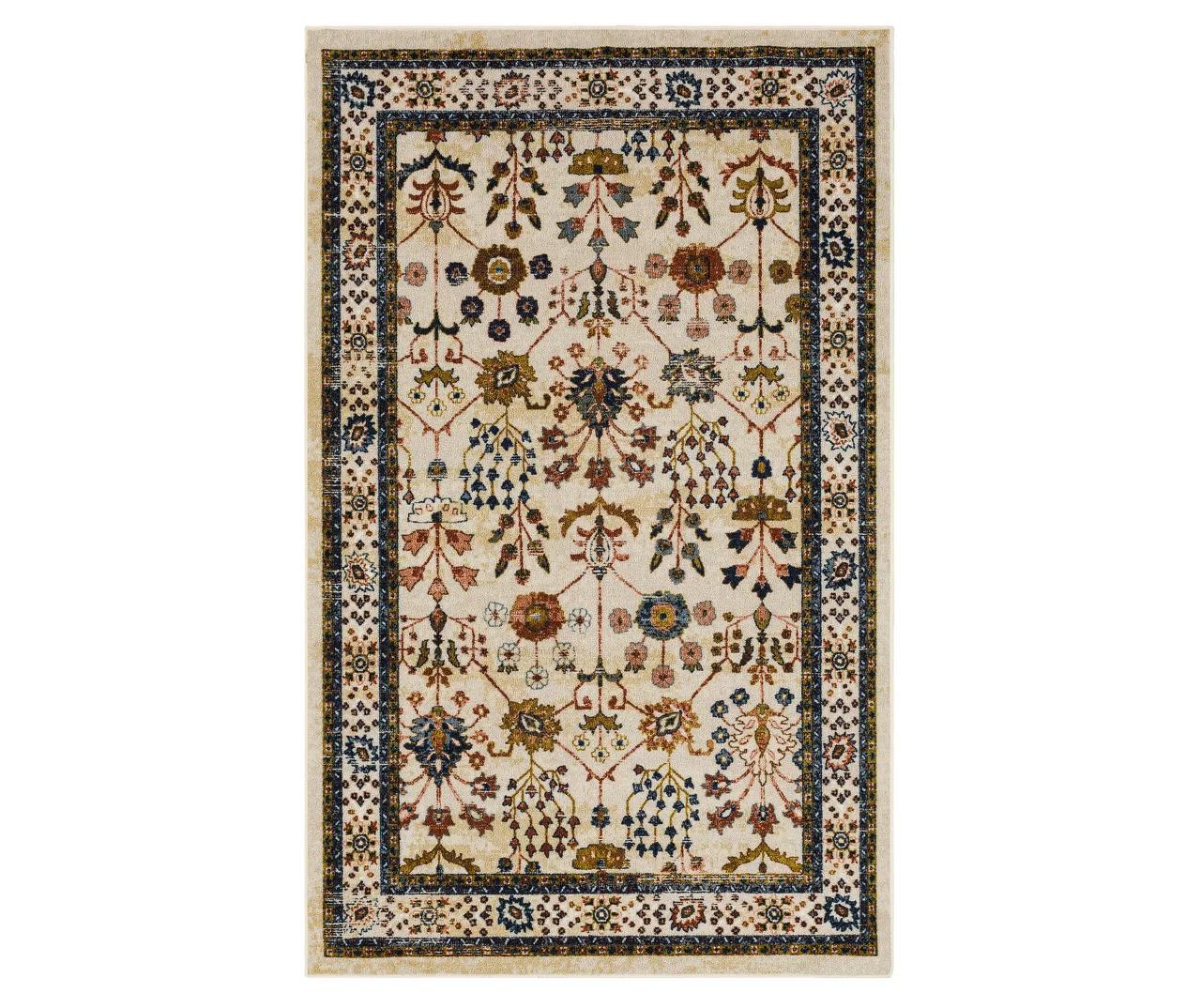 Muskberry Cream & Brown Floral Area Rug, (7.5' X 10') 1 Muskberry Cream & Brown Floral Area Rug, (7.5' X 10')