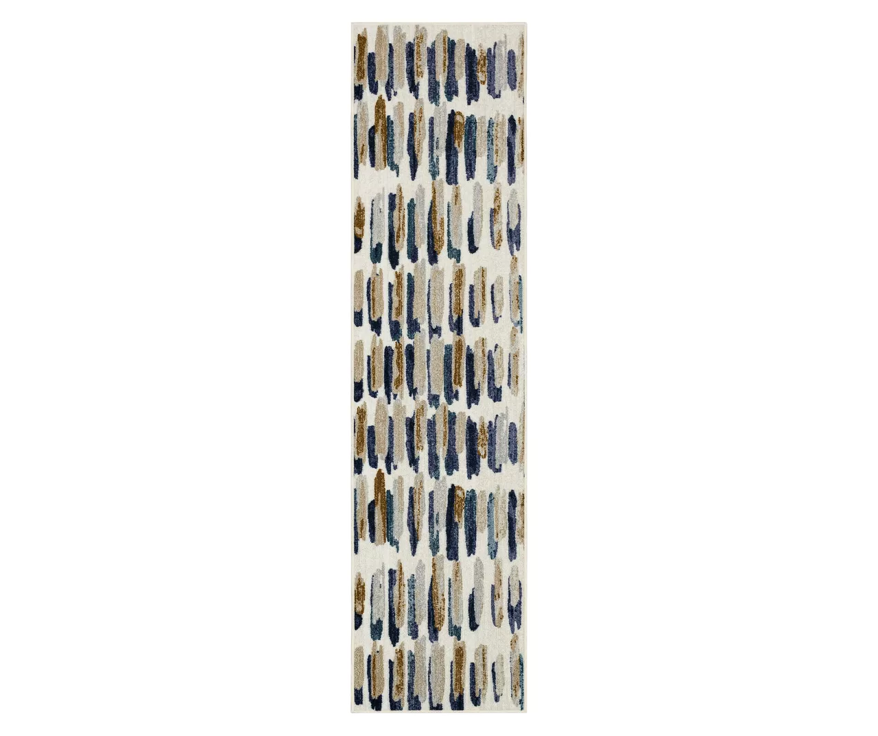 Quicksilver Blue, Brown & White Abstract Area Rug, (2' X 8') 1 Quicksilver Blue, Brown & White Abstract Area Rug, (2' X 8')