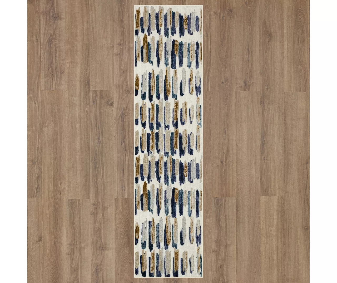 Quicksilver Blue, Brown & White Abstract Area Rug, (2' X 8') 4 Quicksilver Blue, Brown & White Abstract Area Rug, (2' X 8') - Image 4