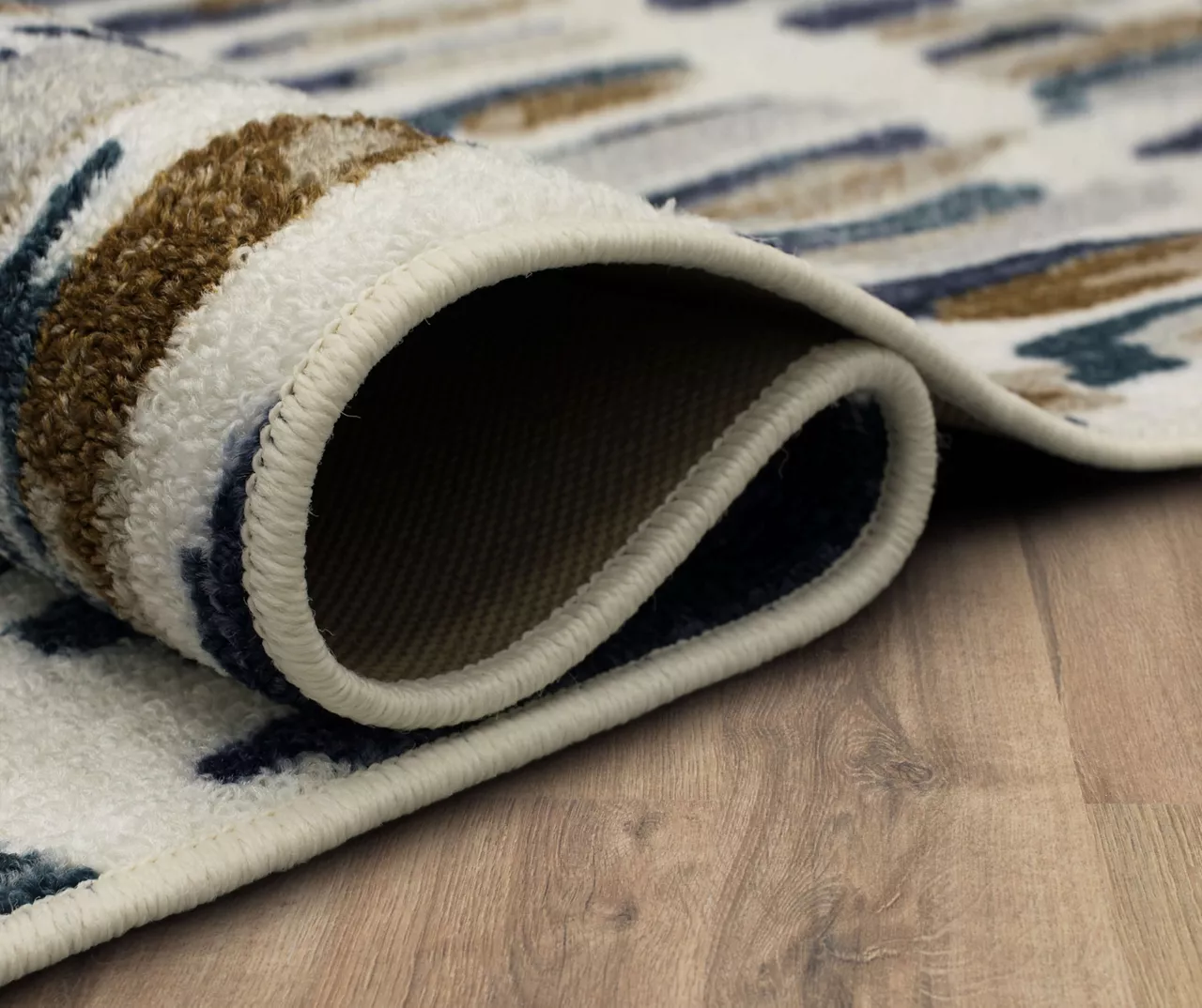 Quicksilver Blue, Brown & White Abstract Area Rug, (2' X 8') 8 Quicksilver Blue, Brown & White Abstract Area Rug, (2' X 8') - Image 8