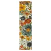 White, Green & Orange Blossoms Area Rug, (2' X 6')