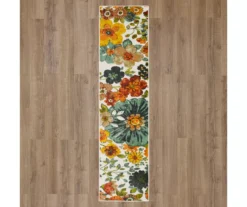 White, Green & Orange Blossoms Area Rug, (2' X 6') -Home Decor Store 810600500 A0 2