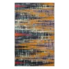 Kaven Orange & Navy Crosshatch Area Rug, (2' X 3')