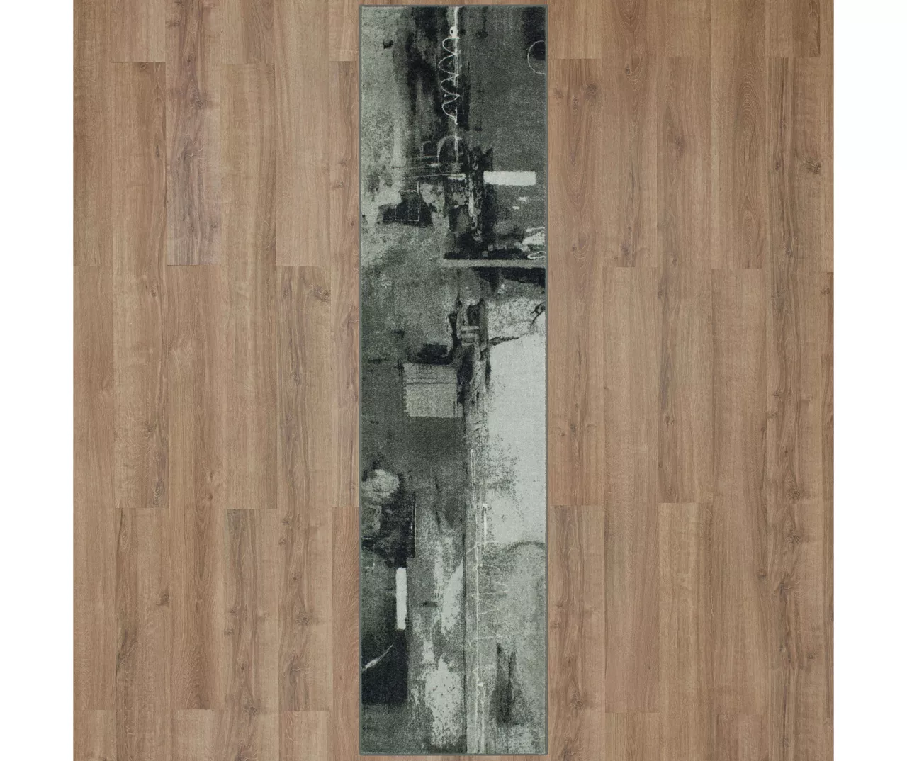 Fusion Gray & Black Abstract Area Rug, (2' X 8') 4 Fusion Gray & Black Abstract Area Rug, (2' X 8') - Image 4