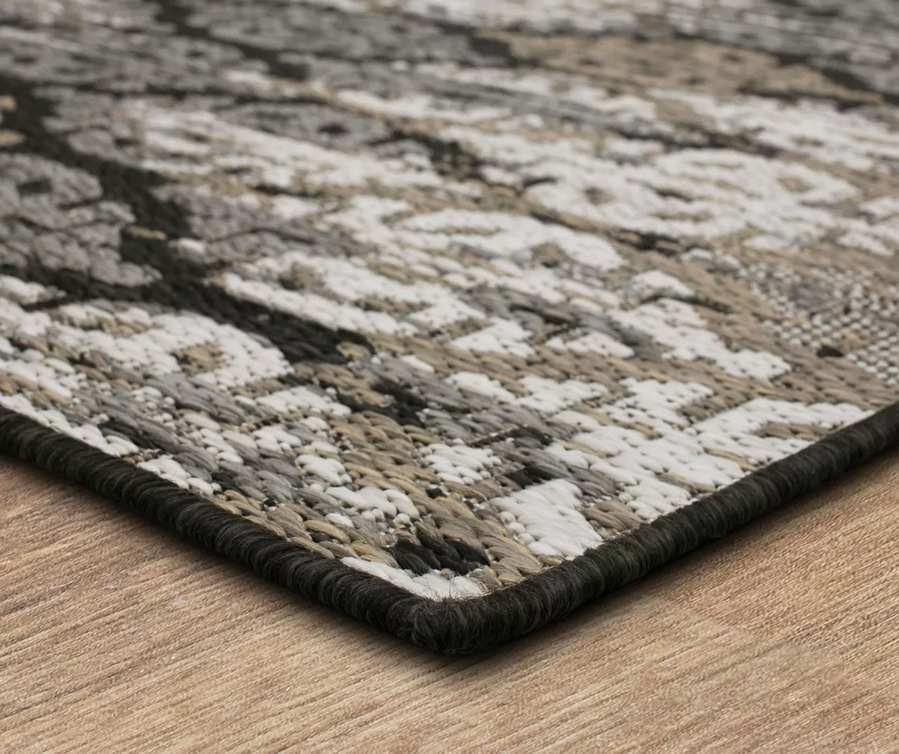 Paradise Grove Dark Gray & Tan Arabesque Outdoor Area Rug, (5' 3" X 7.5') 2 Paradise Grove Dark Gray & Tan Arabesque Outdoor Area Rug, (5' 3" X 7.5') - Image 2