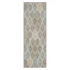 Paradise Grove Light Gray & Turquoise Arabesque Outdoor Area Rug, (2.5' X 6')