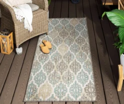 Paradise Grove Light Gray & Turquoise Arabesque Outdoor Area Rug, (2.5' X 6') 15 Paradise Grove Light Gray & Turquoise Arabesque Outdoor Area Rug, (2.5' X 6') -Home Decor Store 810600841 A0 4