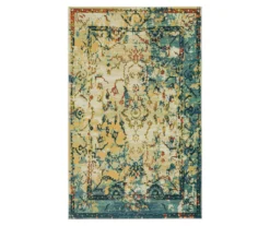 Essa Blue & Beige Ornamental Area Rug, (2' X 3')