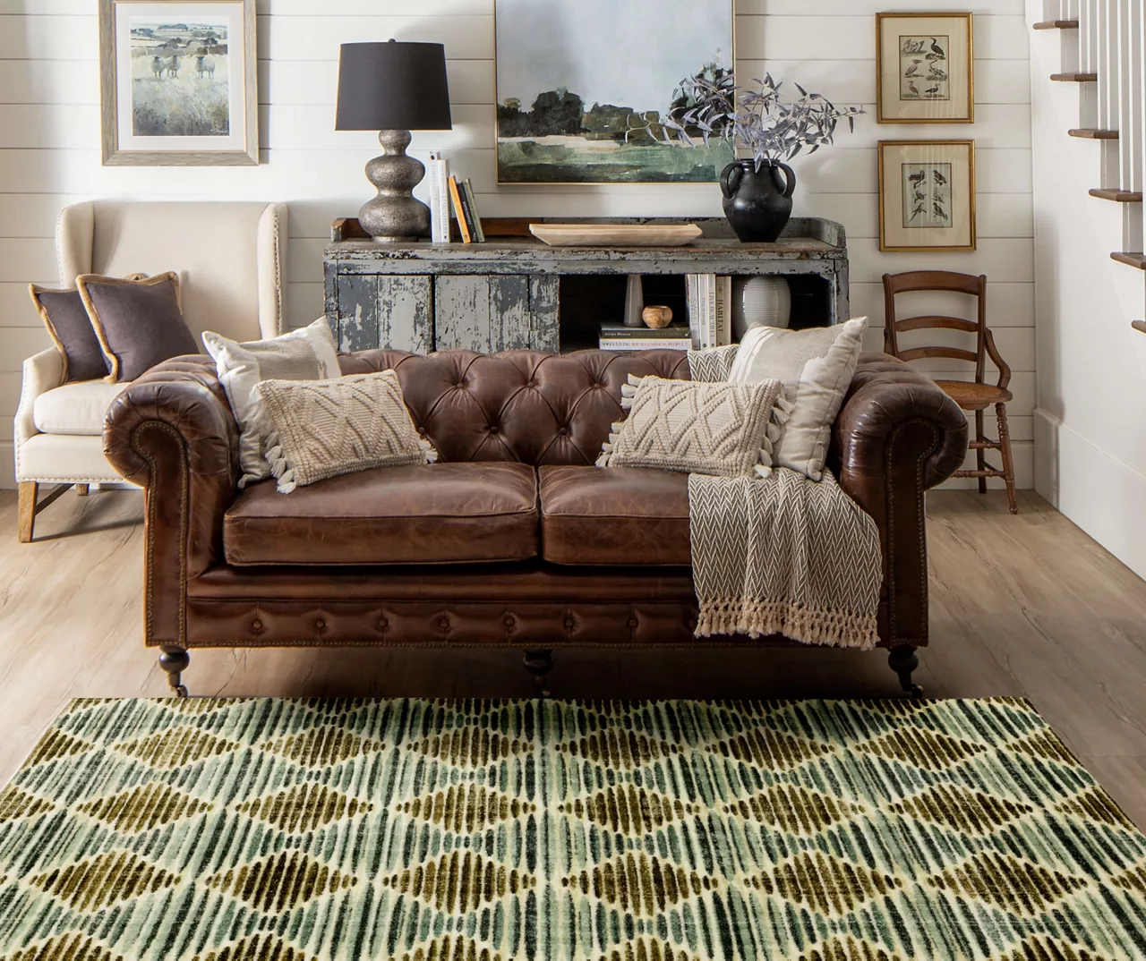 Nojus Brown & Gray Stripe Geometric Area Rug, (5' X 8') 3 Nojus Brown & Gray Stripe Geometric Area Rug, (5' X 8') - Image 3