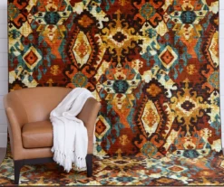 Blue & Brown Geometric Diamond Area Rug, (8' X 10') -Home Decor Store 810600940 A0 3